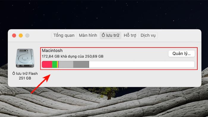 Thông tin về ổ lưu trữ của Macbook
