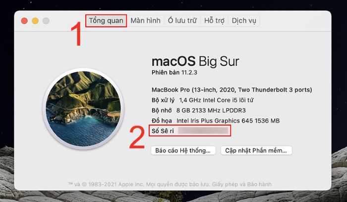 Xem mã seri của Macbook