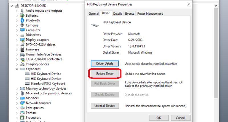 Kiểm tra driver bàn phím