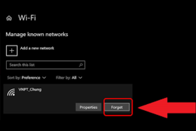 Xóa Mạng WiFi Và Kết Nối Lại