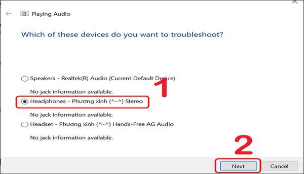laptop không nhận tai nghe
