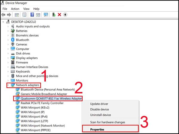 laptop không tìm thấy wifi