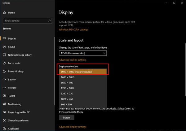 màn hình desktop bị phóng to