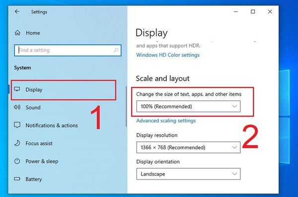 màn hình desktop bị phóng to