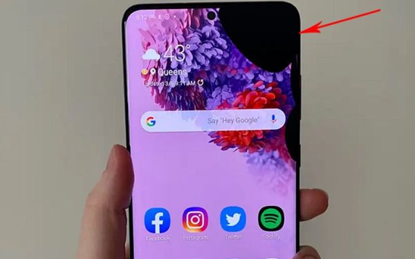 màn hình samsung bị đen 1 góc