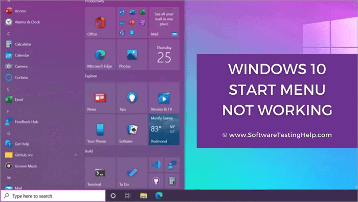 Menu bắt đầu của Windows 10 không hoạt động