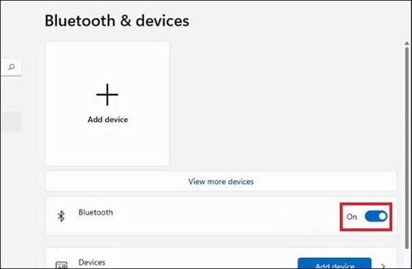 Tìm mục Bluetooth và gạt công tắc sang ON để