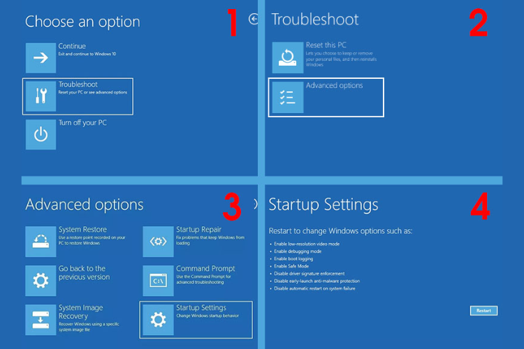 Khởi động lại và vào Safe Mode