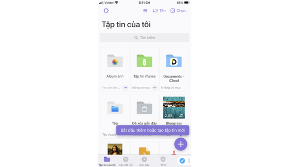 Sử dụng file thư mục lưu ở Documents 5 để
