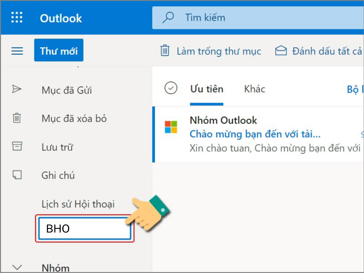 Hướng dẫn cách tạo folder trong Outlook trên trình duyệt web