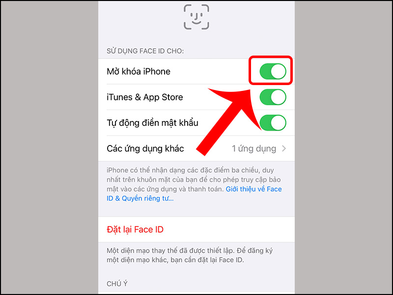 Mở Face ID
