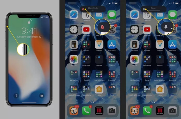 Tắt chuông iPhone bằng công tắc vật lí
