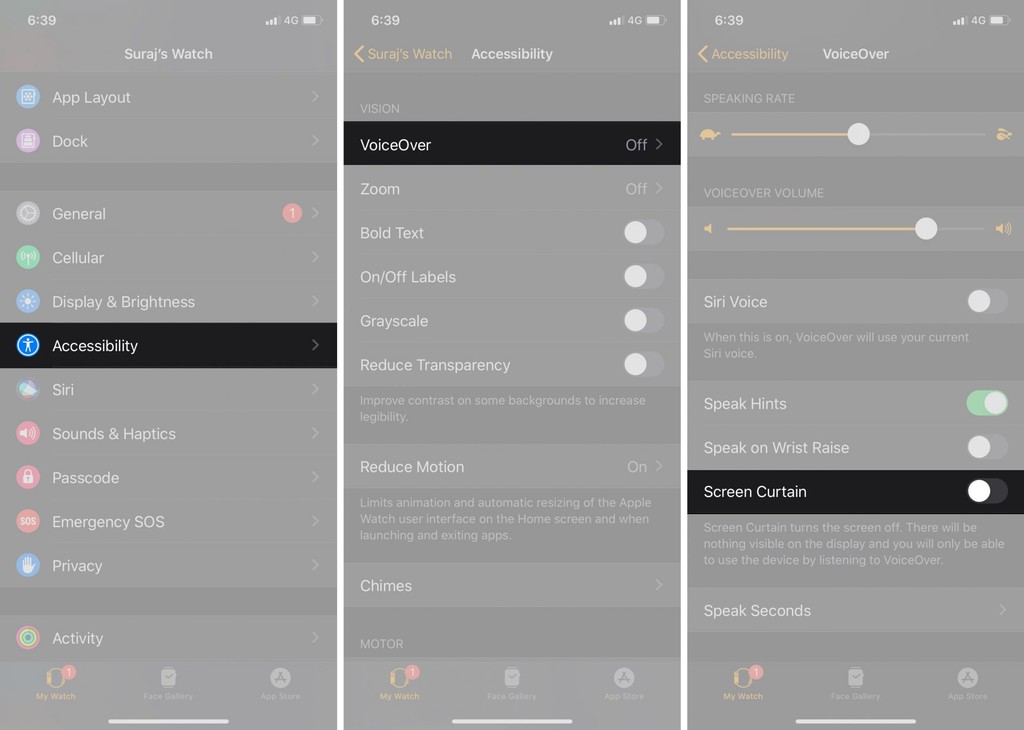 Tắt Screen Curtain