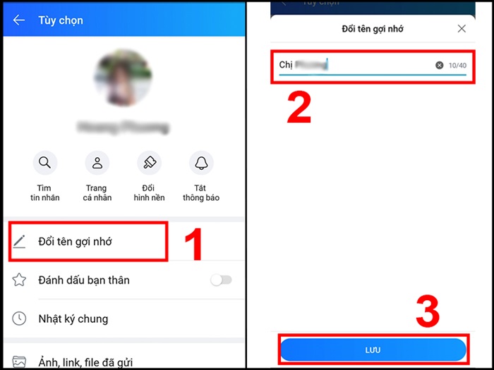 Đổi tên gợi nhớ của bạn bè trên Zalo
