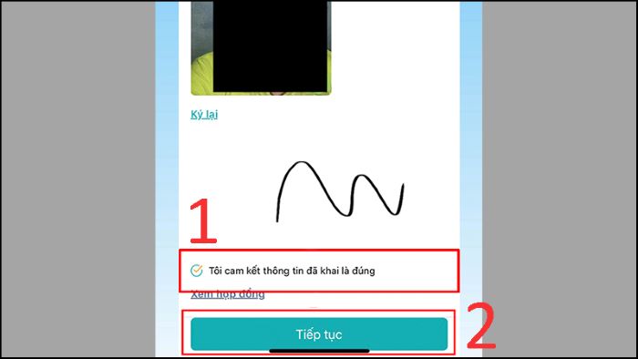 Ký xác nhận > chọn Tiếp tục