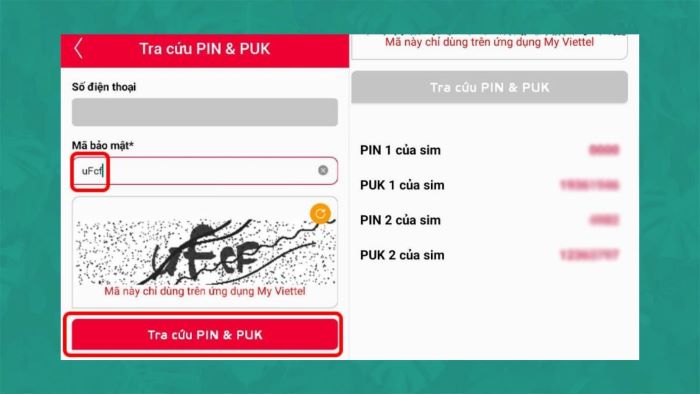 Thông tin mã PIN và PUK của bạn