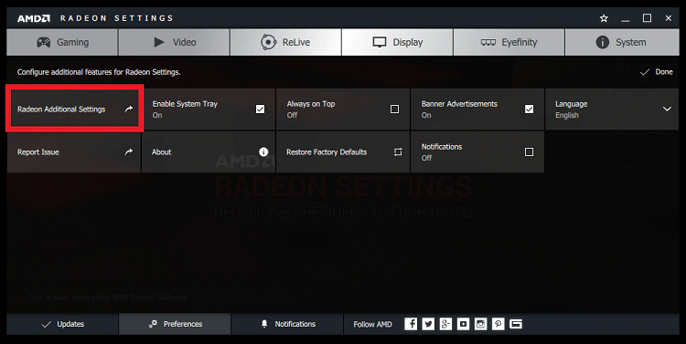 Truy cập Radeo Setting