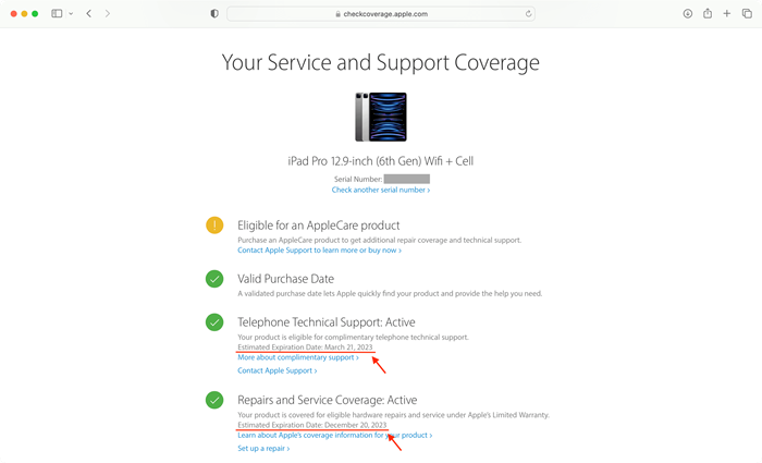 Truy cập trang web Check Coverage của Apple