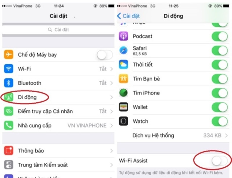 Tắt Wifi Assist trên iPhone
