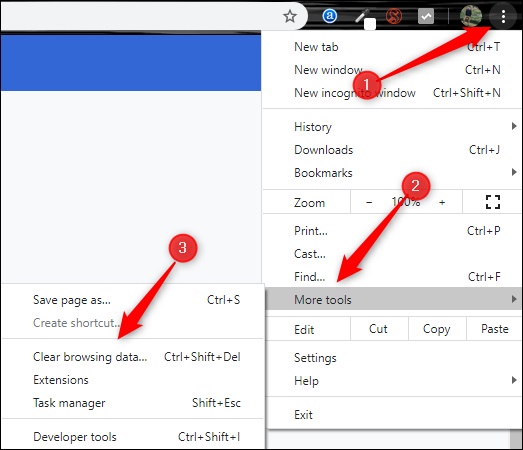 Xóa cache và dữ liệu duyệt web Google Chrome