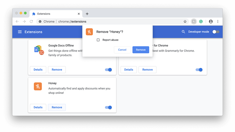 Xóa bỏ các tiện ích mở rộng không cần thiết