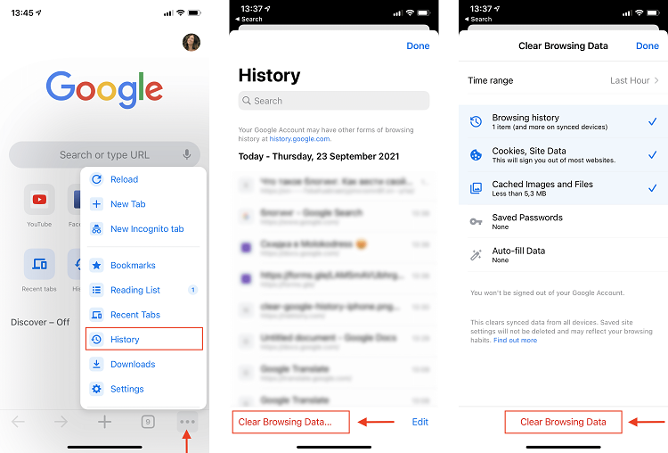 Xóa lịch sử tìm kiếm Google trên iPhone