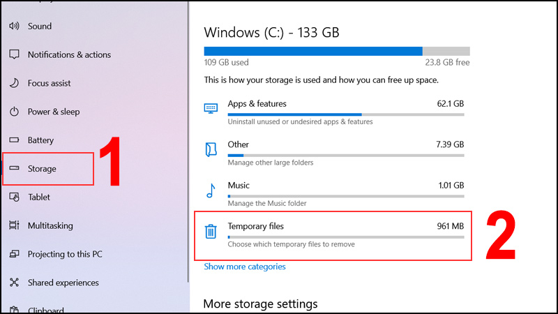 Xóa tập tin tạm thời trên máy tính