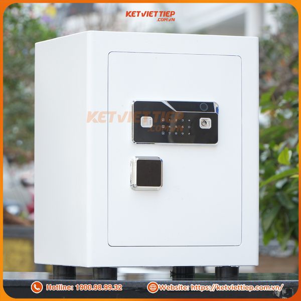 Két Sắt Việt Tiệp KVSC60 Màu Trắng Khóa Vân Tay Điện Tử, Kết Nối Điện Thoại