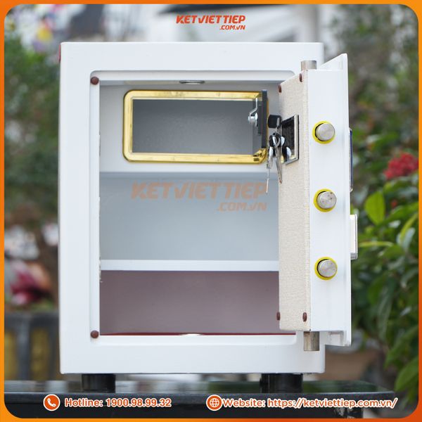 Két Sắt Việt Tiệp KVSC60 Màu Trắng Khóa Vân Tay Điện Tử, Kết Nối Điện Thoại