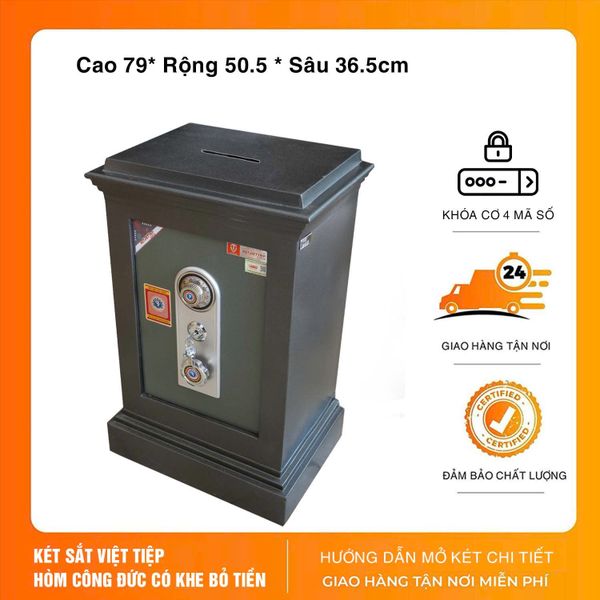 Két Sắt Công Đức Có Khe Bỏ Tiền K110 Khóa cơ