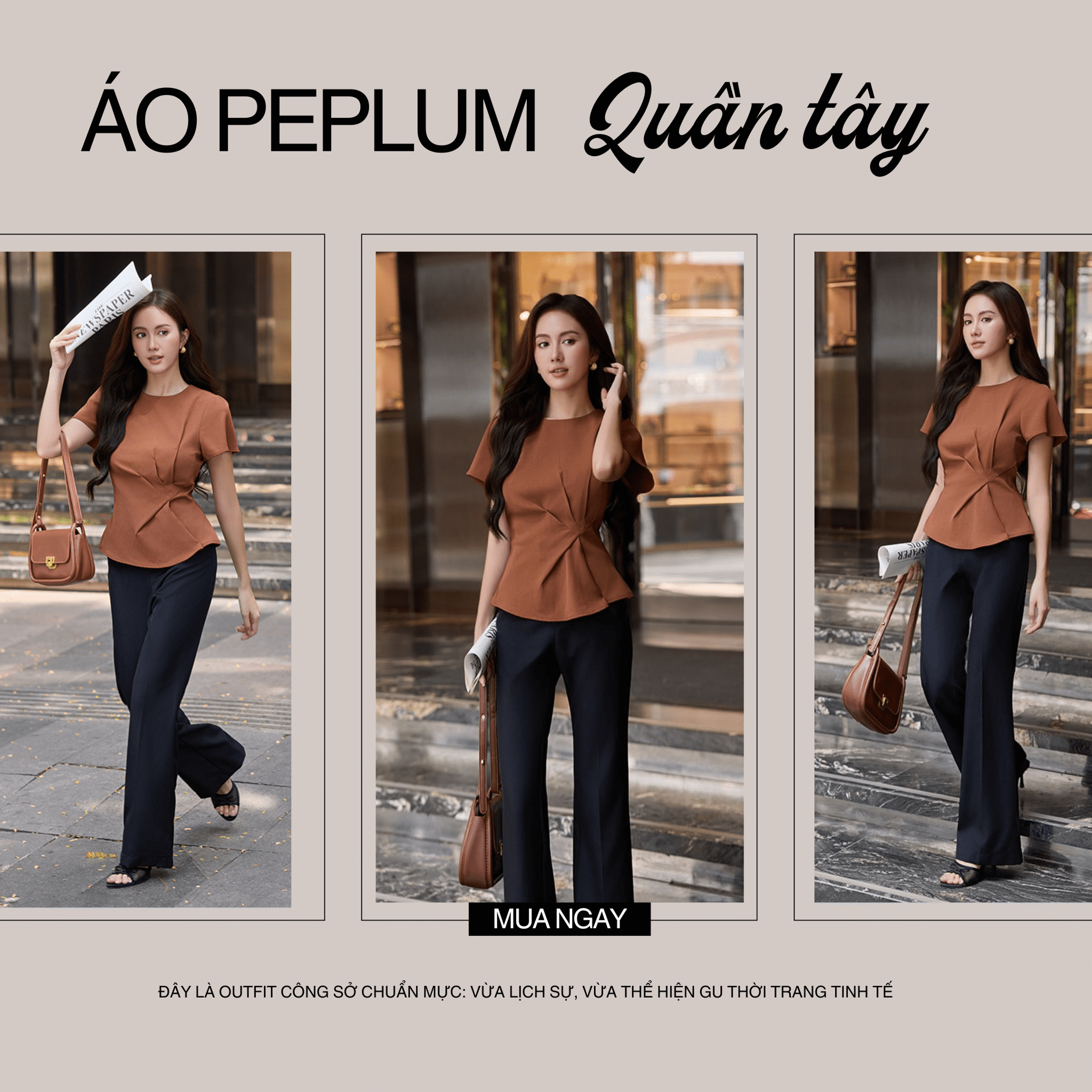 áo peplum mix quần tây