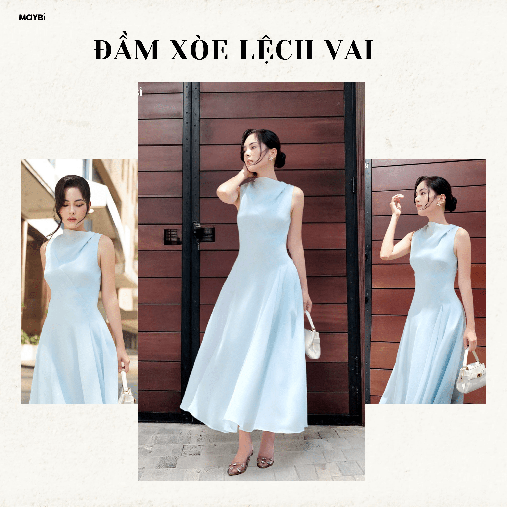 Đầm xòe lệch vai