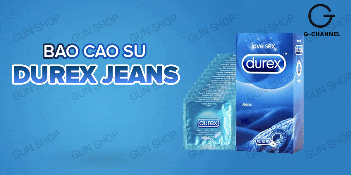 Bao cao su Durex Jeans - Siêu mỏng, nhiều gel bôi trơn - Hộp 12 cái