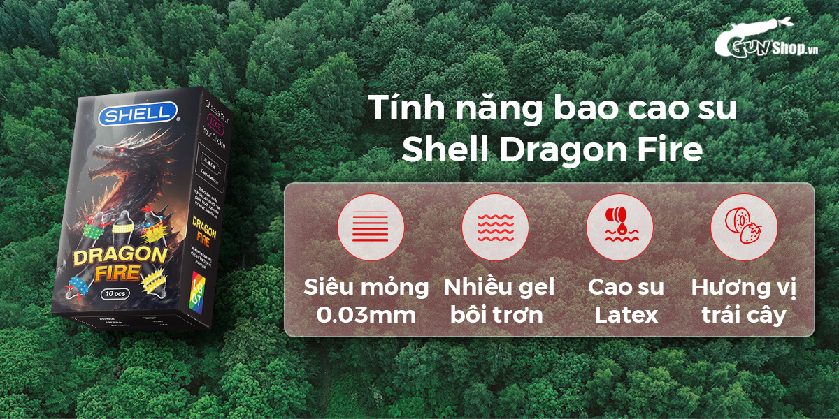 Bao cao su Shell Dragon Fire bi gai lớn chính hãng giá rẻ tại Gunshop