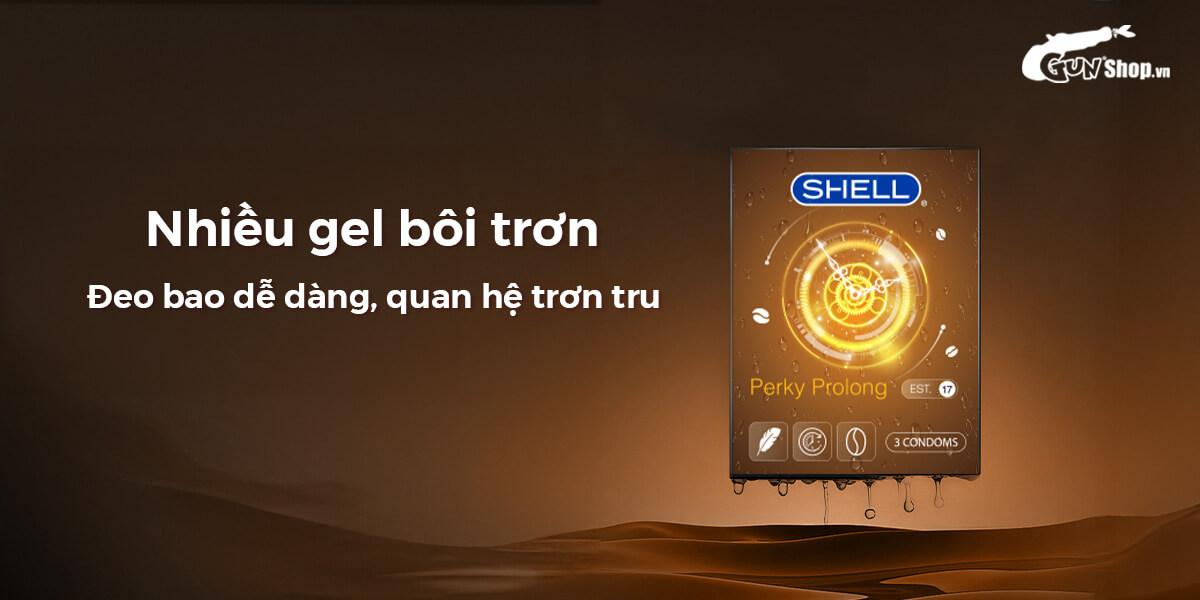 Bao cao su Shell Perky Prolong - Hộp 3 cái chính hãng giá rẻ tại Gunshop