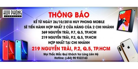 Thông báo hợp nhất 2 cửa hàng Huy Phong