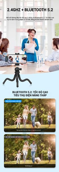 Micro cài áo PULUZ (1 RX + 1 TX) Micro cài áo không dây đa năng