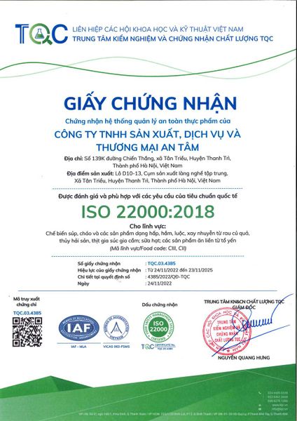 Giấy chứng nhận ISO 22000
