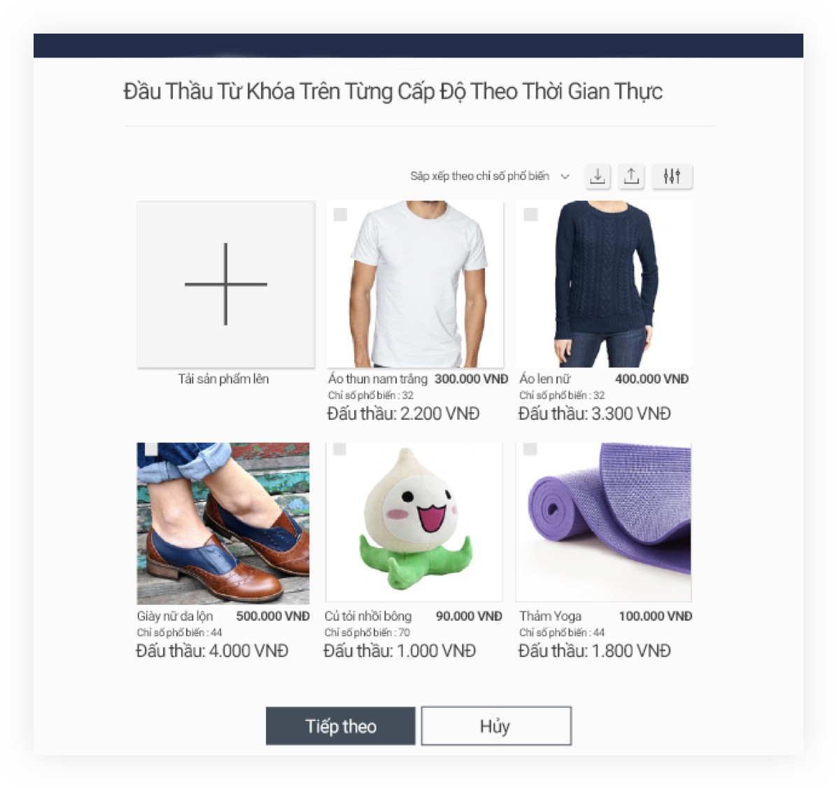 Đặt giá thầu SKU theo thời gian thực