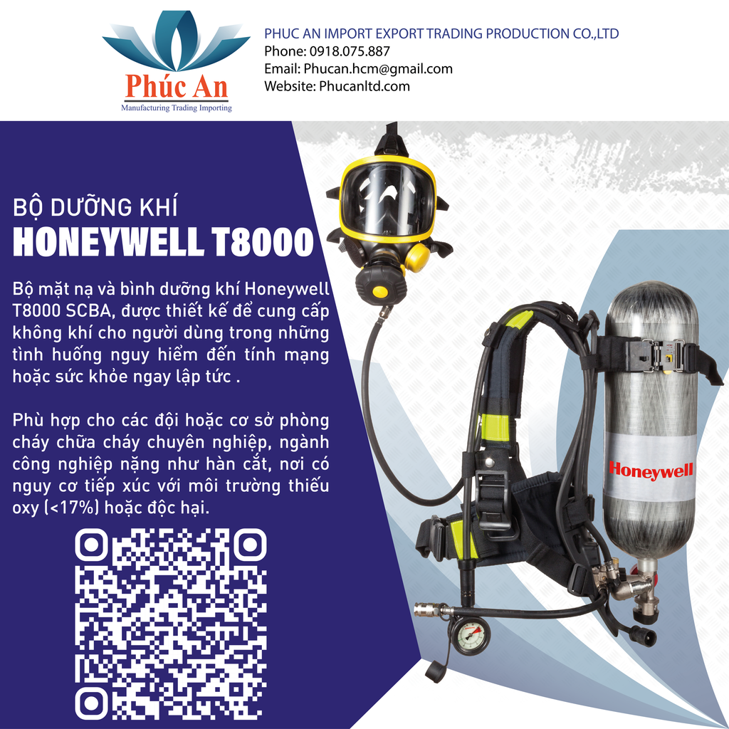 Bộ mặt nạ và bình dưỡng khí Honeywell T8000