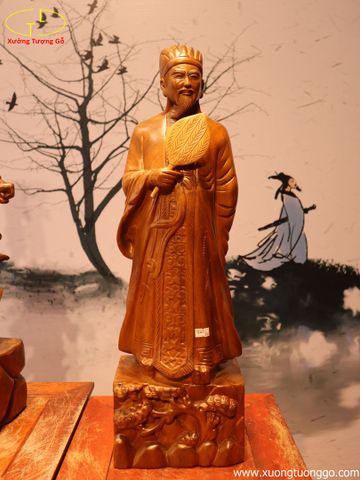 Tượng gỗ Khổng Minh- tuyệt tác phong thủy tôn vinh vị quân sư của mọi thời đại