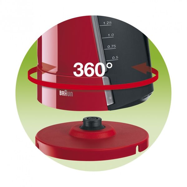 Đế 360 độ của ấm đun nước siêu tốc Braun WK 300 RD màu đỏ