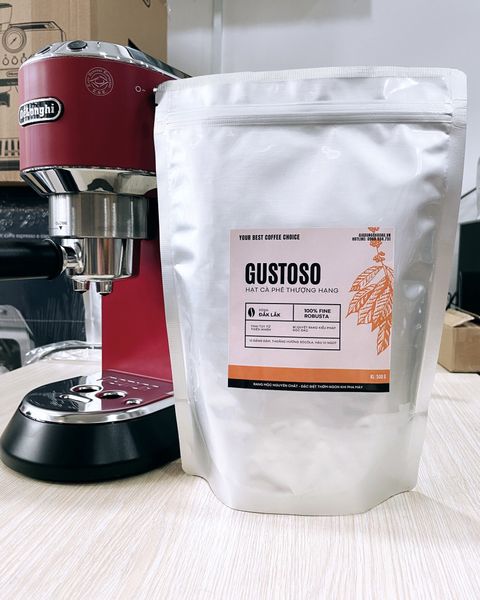 Cà phê hạt rang mộc Espresso Gustoso Dak Lak chuyên dùng cho máy pha cà phê hạt Delonghi