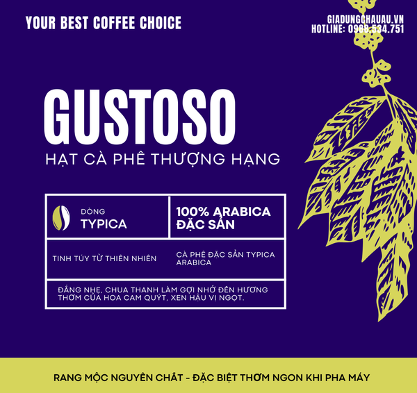 Cà phê hạt cao cấp Gustoso Typica chuyên dùng cho máy pha cafe tại nhà Delonghi