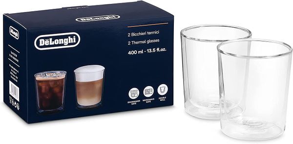 Ly thủy tinh 2 lớp cách nhiệt DeLonghi Double Walled Thermal Glasses 400 ml