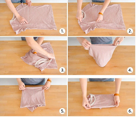 Cách xếp áo thun siêu đơn giản giúp áo không bị nhăn