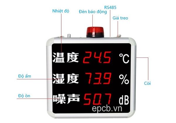 Đồng hồ Led nhiệt độ độ ẩm độ ồn tích hợp cảnh báo ES-HTZ818