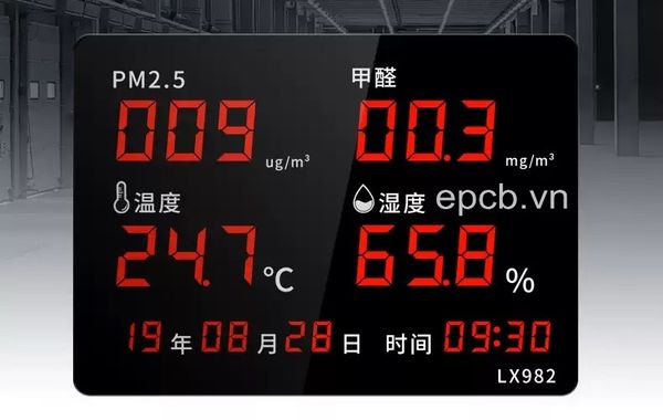 Đồng hồ Led hiển thị ngày giờ nhiệt độ độ ẩm độ bụi và khí HCHO ES-LX982