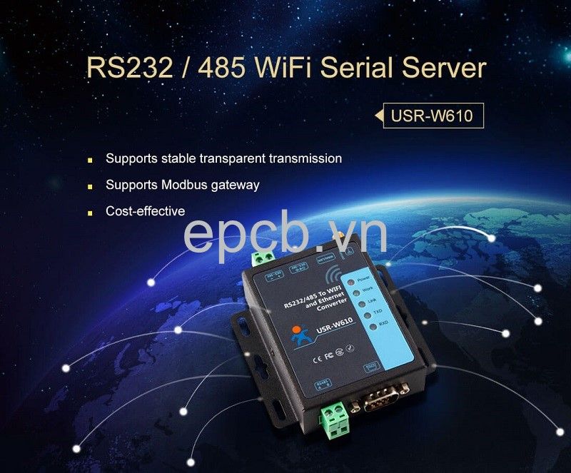 Bộ chuyển đổi RS485/232 sang Wifi USR-W610