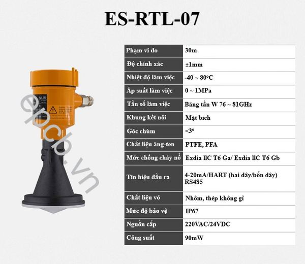 Cảm biến đo mức radar ES-RLT (Radar Level Transmitter)